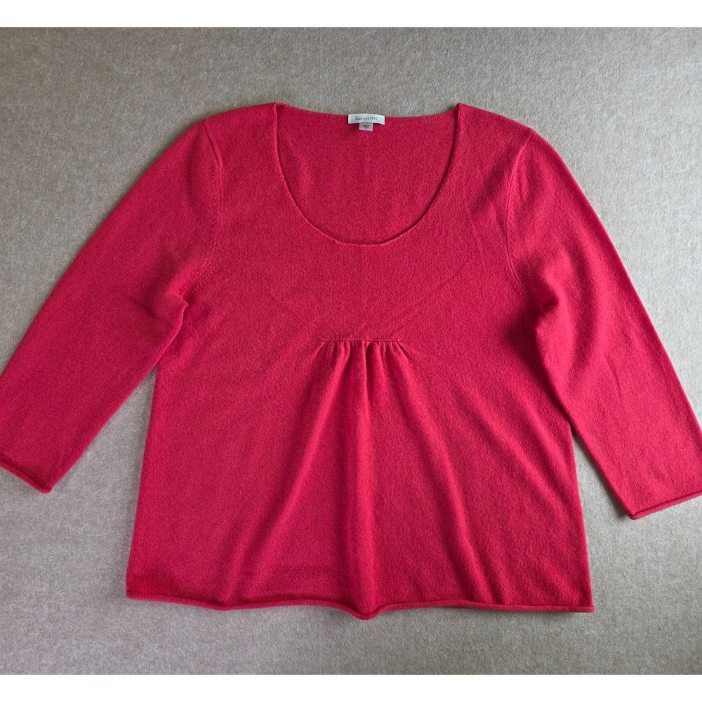 Garnet Hill 100% Cashmere Babydoll Sweater Sz L Pink Roll Hem Soft Girl Coquette - Picture 7 of 14